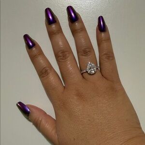 Moissanite Pear Cut Sterling Silver Ring